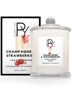 Planet Yum Champagne & Strawberries Luxury Scented Candle 160g